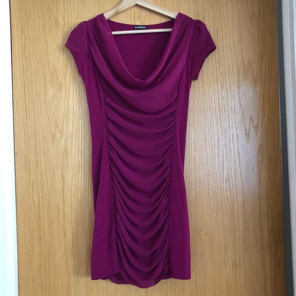 Express Fushcia Ruched Dress XS - Picture 3 of 6